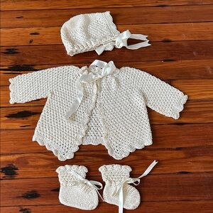 Vintage  layette Crochet Baby Set in Cream